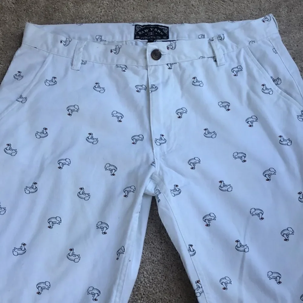Men’s size 36 Raw Yarn Industries cotton chino white shorts summer ducky floats